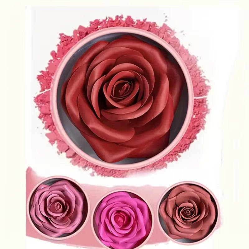 Floral Blush 3D Petal Rose Natural Highlighter and Blusher - Long-Lasting Face Makeup with Brightening Effect