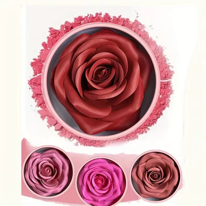 Floral Blush 3D Petal Rose Natural Highlighter and Blusher - Long-Lasting Face Makeup with Brightening Effect