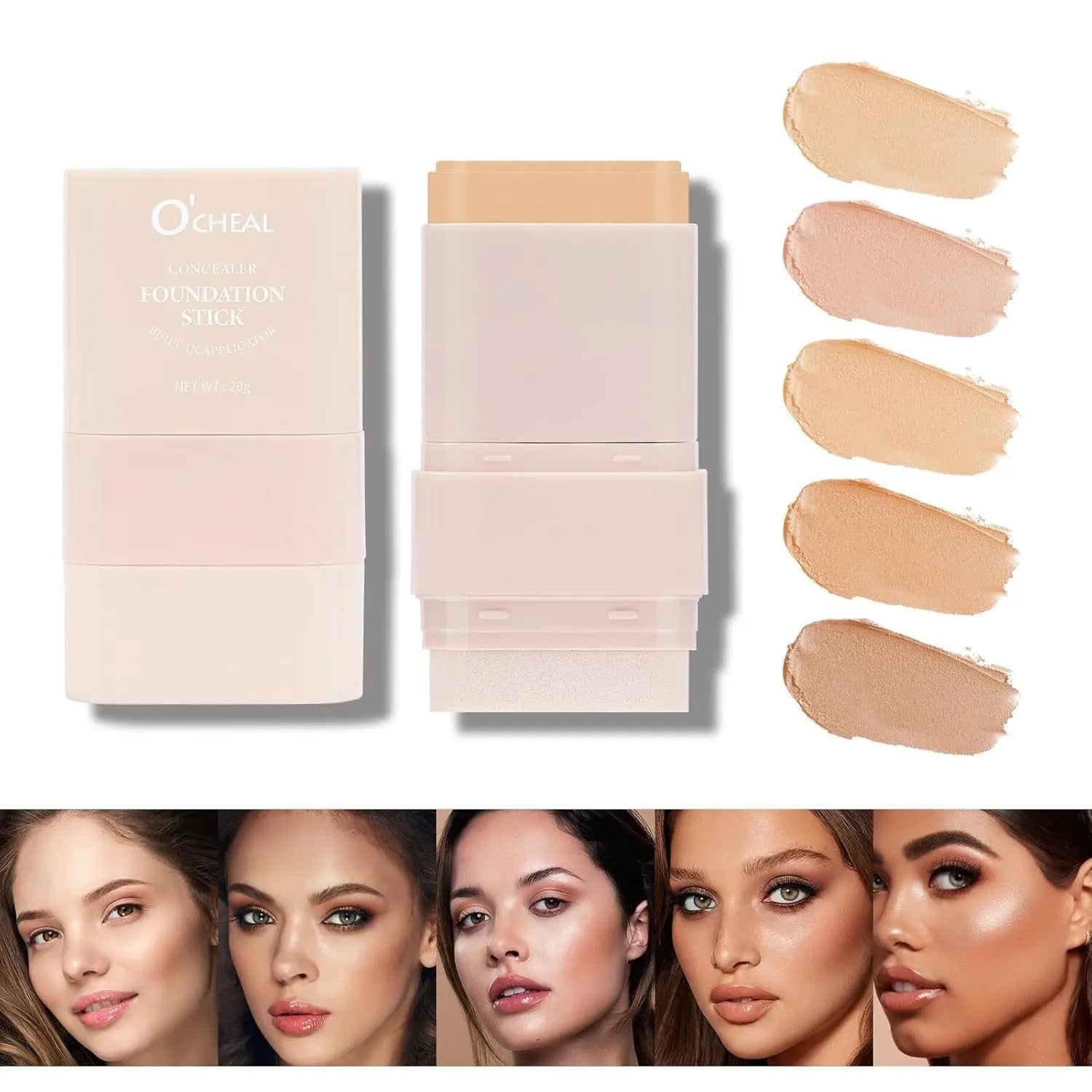 O'CHEAL Dual-Ended Concealer and Foundation Stick - 50ml Moisturizing Lightweight 2-in-1 Makeup Hydrator for an Enhanced Cosmetics Routine
