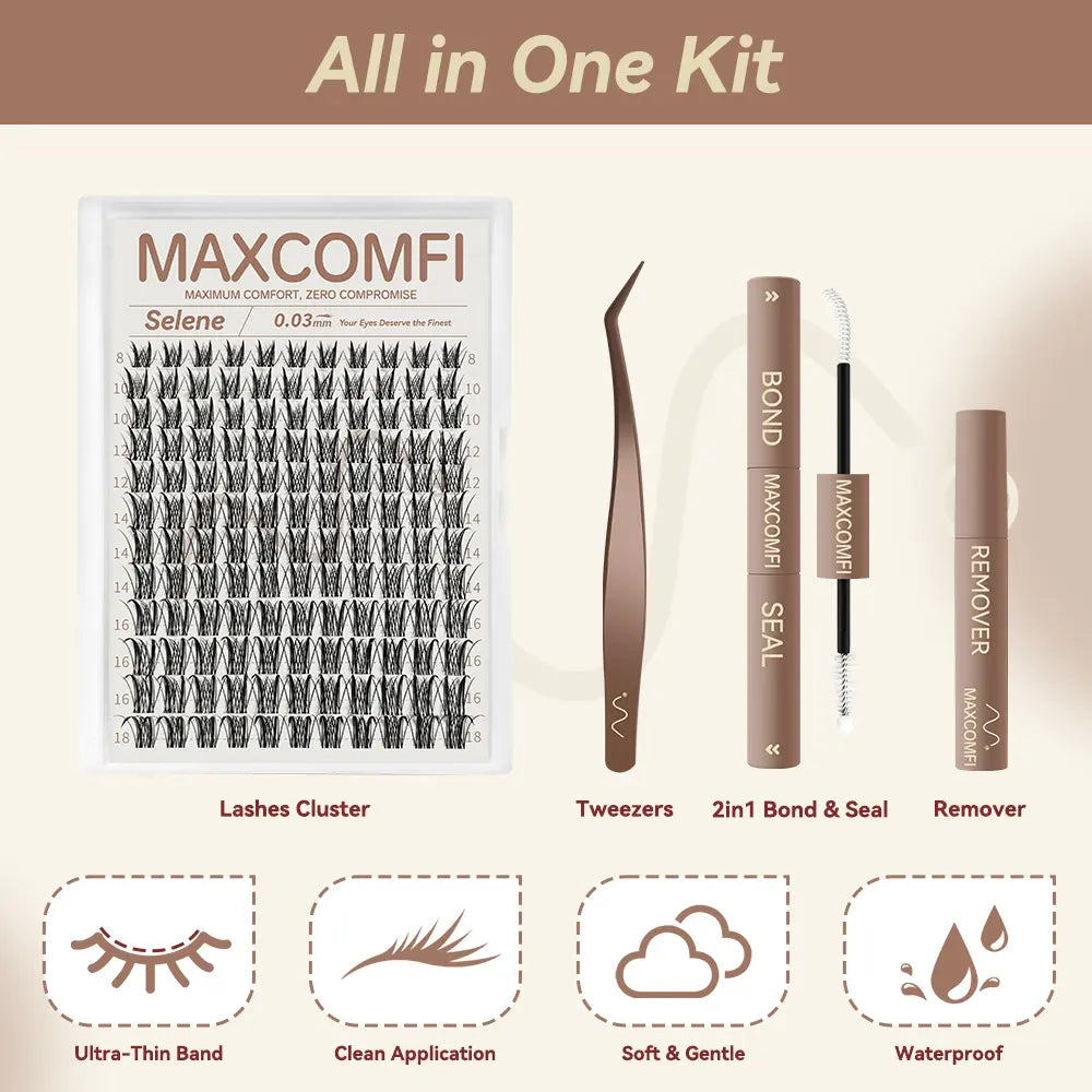 SELENE Maxcomfi Anime Lashes - Luna Style APHRODITE, Long-Lasting Waterproof Lashes with Super Soft Thin Band, Ideal for Daily Wear and Beginner-Friendly DIY Application for Flawless Volume