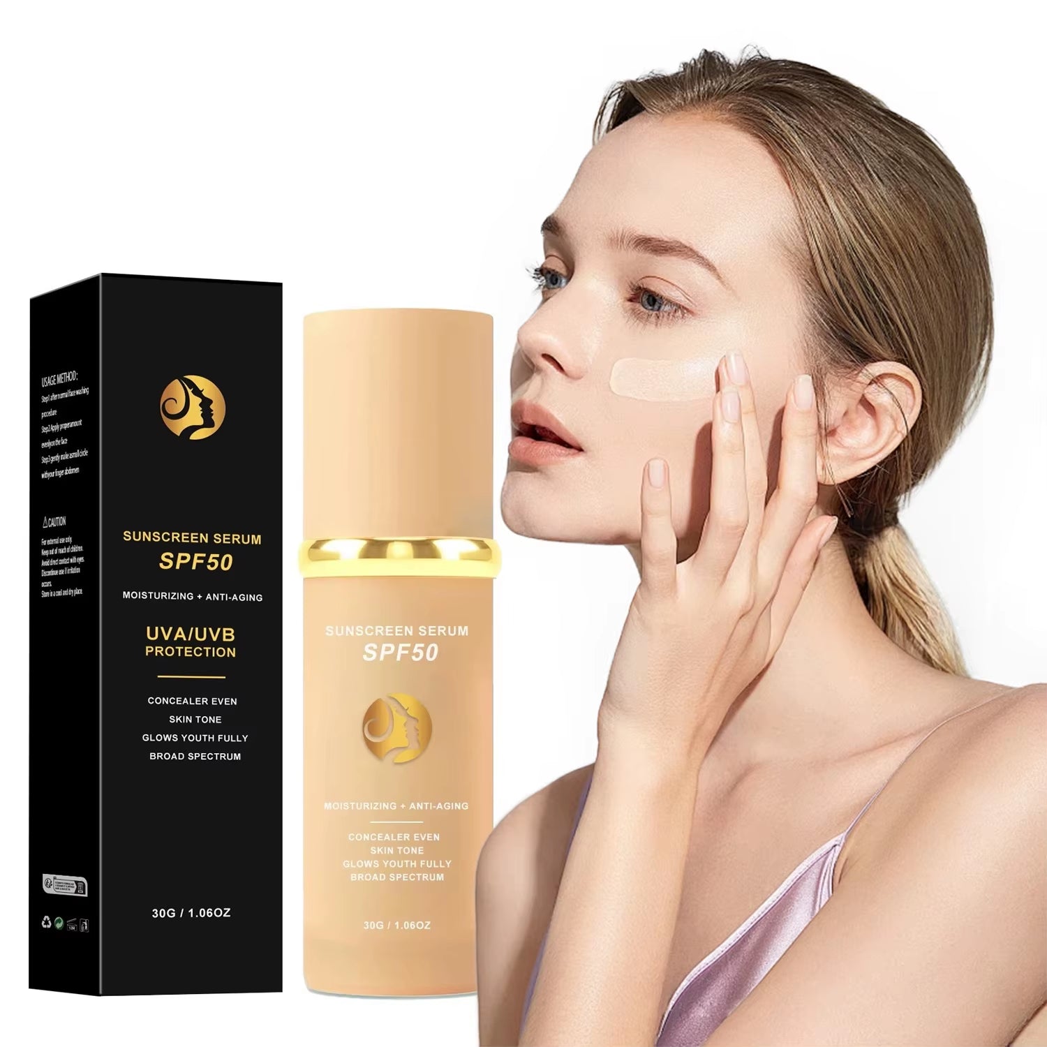 4-in-1 Foundation Liquid Makeup with SPF 50 - Hydrating Serum, Full Coverage Concealer, and Light Spectrum Sunscreen