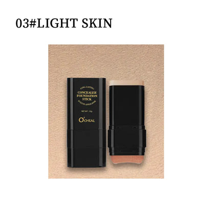 2-in-1 Concealer Stick with Brush - Waterproof Flawless Coverage Hydrating Long-Wearing Foundation for Women and Girls - Lightweight Matte Finish