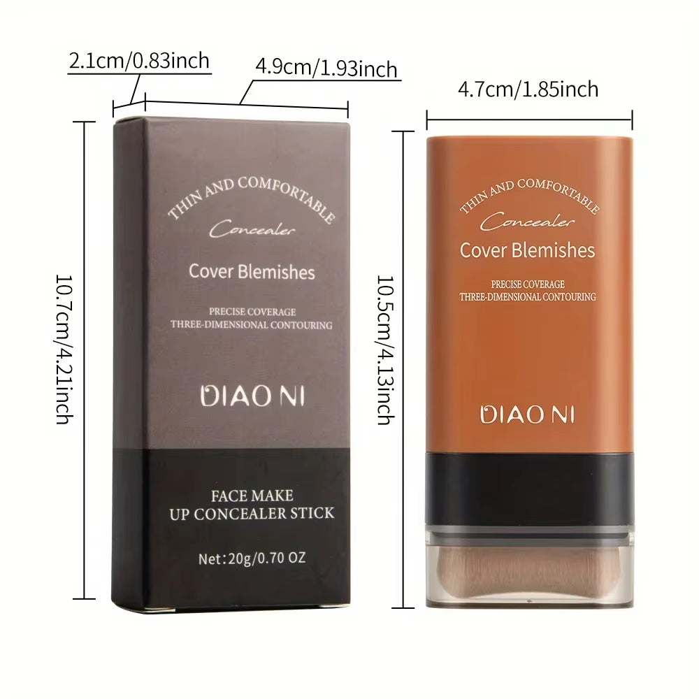 Long-Lasting Foundation Stick with Concealer Brush for Enhanced Skin Brightness