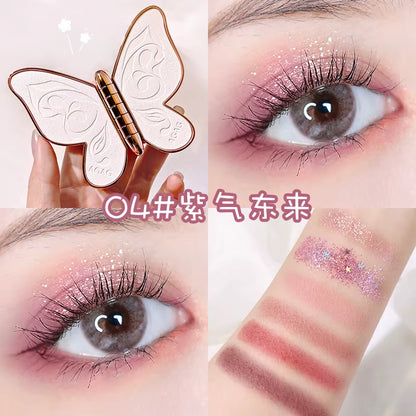 AGAG Brand Butterfly Eyeshadow Palette - 6 Color Collection with Pearl Sequins and Matte Finishes