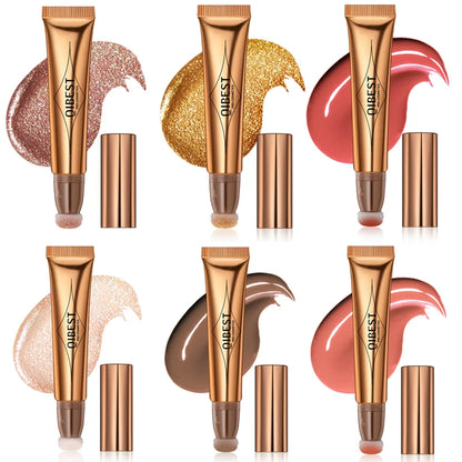 Liquid Contour with Cushion Applicator - Hydrating Cream Blush and Highlighter for a Natural Radiance