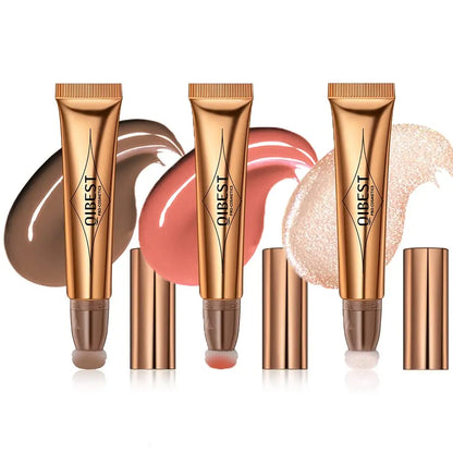 Liquid Contour with Cushion Applicator - Hydrating Cream Blush and Highlighter for a Natural Radiance