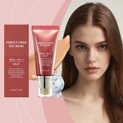 BB Cream SPF 42 PA+++ Tinted Moisturizer with Full Coverage Concealer for Dark Circles and Fine Lines