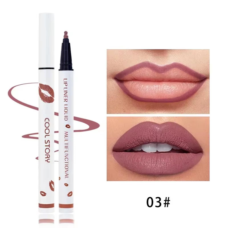 Matte Liquid Lip Liner Pencil - Long-Lasting, Quick-Drying, Smudge-Proof Cosmetic Tool for a Natural Lip Look