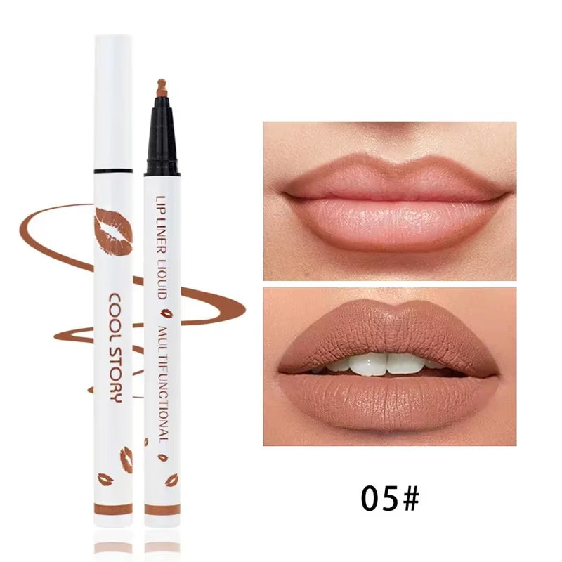 Matte Liquid Lip Liner Pencil - Long-Lasting, Quick-Drying, Smudge-Proof Cosmetic Tool for a Natural Lip Look