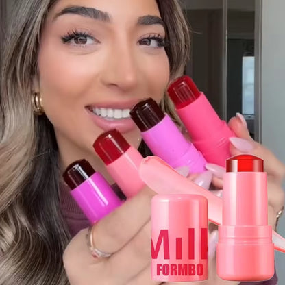 3-in-1 Milk Jelly Tint Blusher Wand - Moisturizing Long-Lasting Matte Rouge for Cheeks and Lips