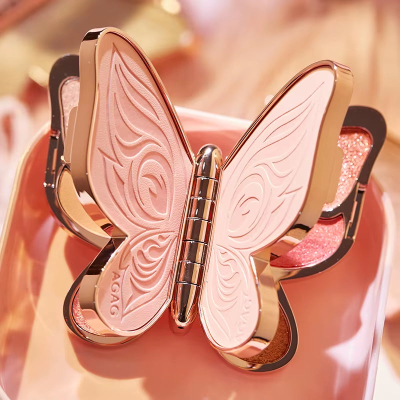 AGAG Brand Butterfly Eyeshadow Palette - 6 Color Collection with Pearl Sequins and Matte Finishes