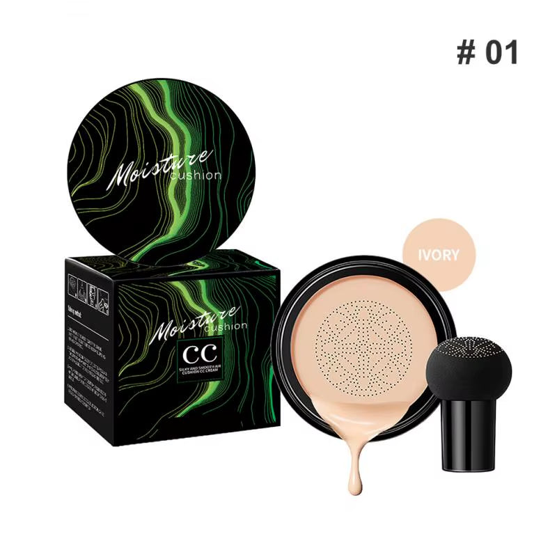 Mushroom Head Air Cushion CC Cream - Natural Moisturizing Foundation and Concealer with Whitening and Oil-Control Properties