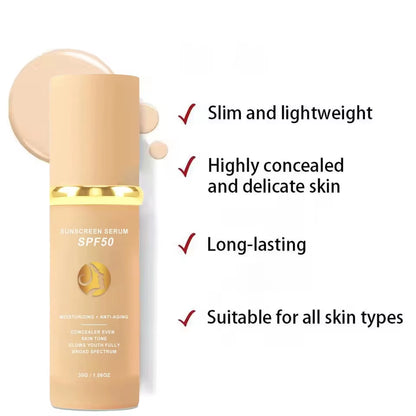 4-in-1 Foundation Liquid Makeup with SPF 50 - Hydrating Serum, Full Coverage Concealer, and Light Spectrum Sunscreen