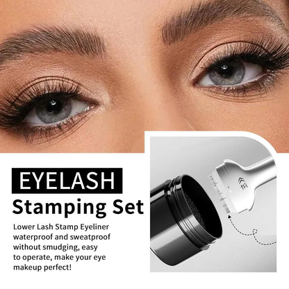 Lower Lash Stamp and 2-In-1 Waterproof Eyeliner Set with Reusable Eyelash Stamp for Makeup Application