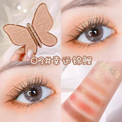 Butterfly Six-Color Eyeshadow Palette - Versatile Glitter and Matte Shades for Effortless Makeup Application in Korean Cosmetics