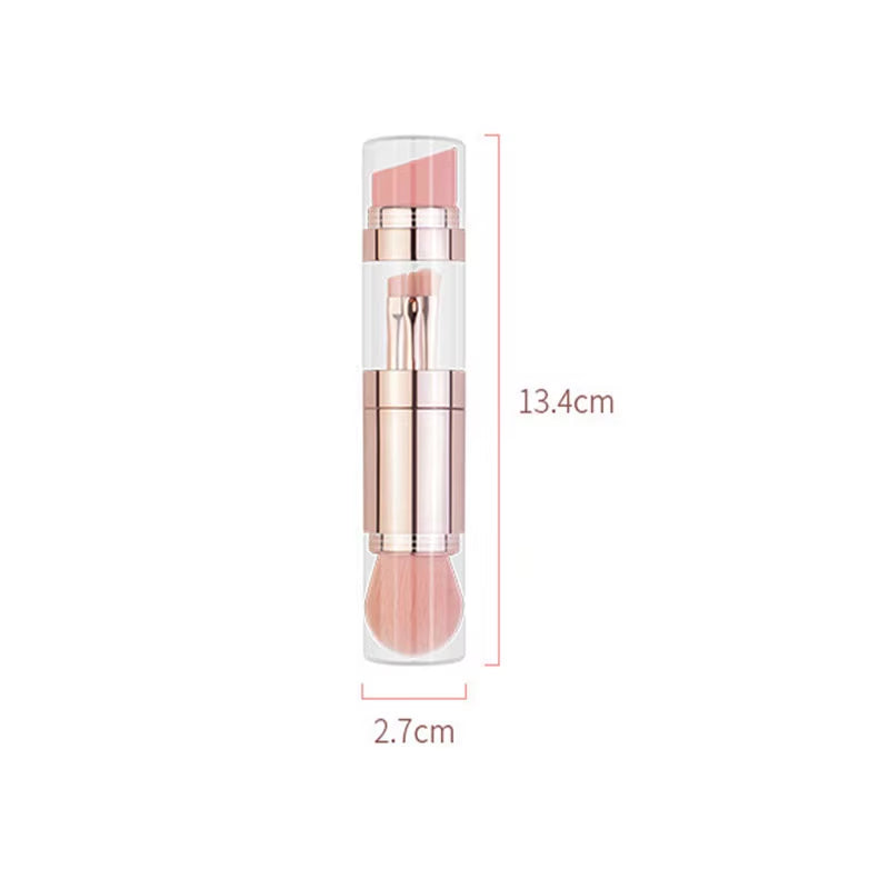 5-in-1 Portable Retractable Makeup Brush Set for Foundation, Eyebrow, Lip, Eyeshadow, and Loose Powder